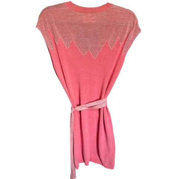 Zadig And Voltaire Rimo Metallic Knit Dress Tee Shirt Mini Coral Pink Size XS - Picture 11 of 16